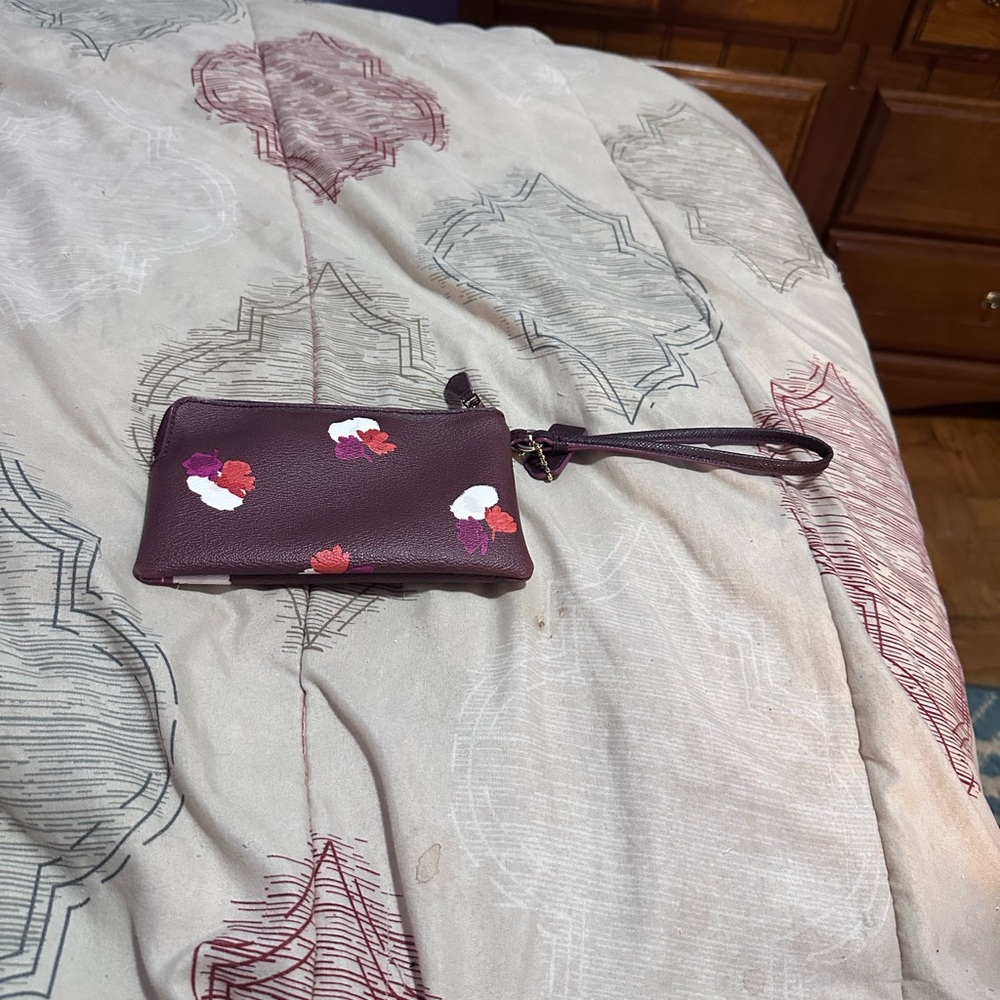 Floral Purple Wristlet Clutch
